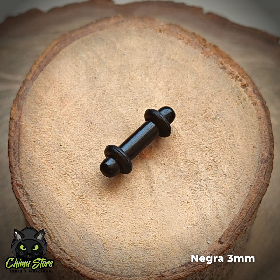 Expansiones Acrílico - Negras con Gomitas (1,6mm a 10mm)