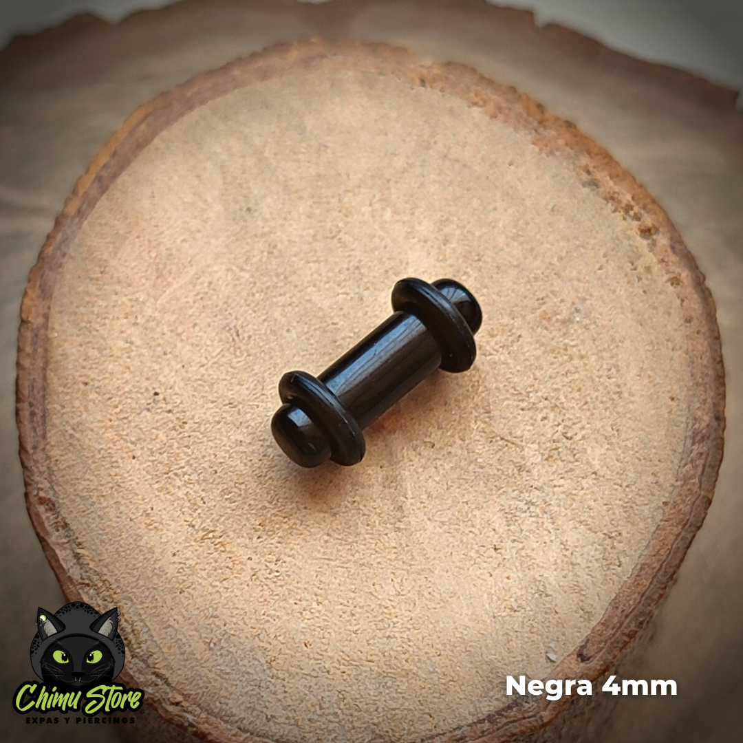 Expansiones Acrílico - Negras con Gomitas (1,6mm a 10mm)