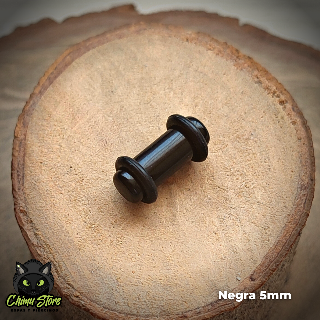 Expansiones Acrílico - Negras con Gomitas (1,6mm a 10mm)