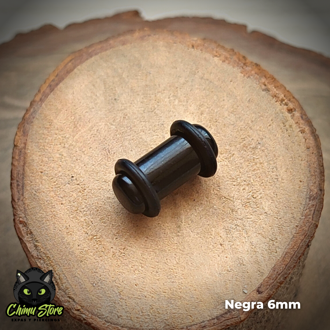 Expansiones Acrílico - Negras con Gomitas (1,6mm a 10mm)
