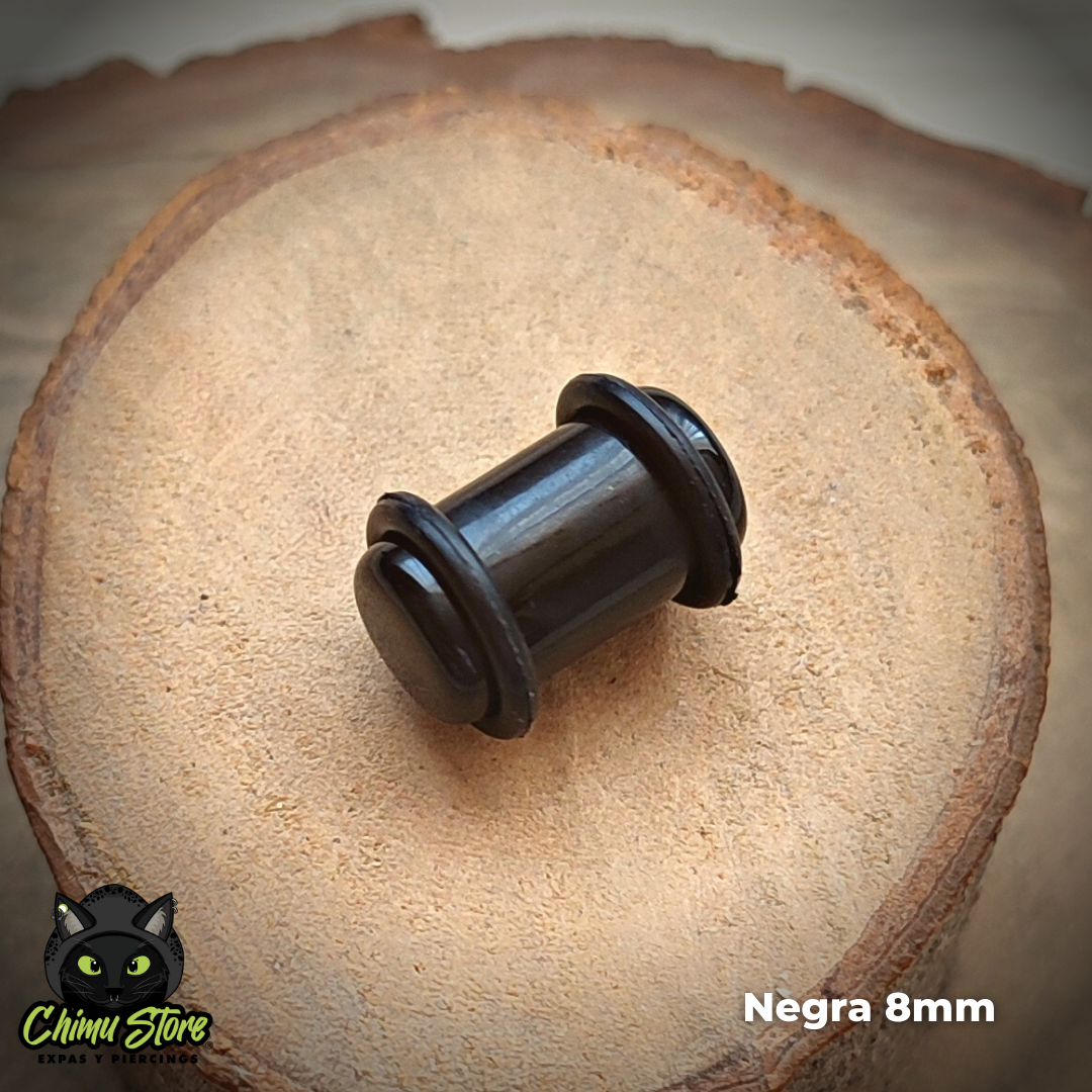 Expansiones Acrílico - Negras con Gomitas (1,6mm a 10mm)