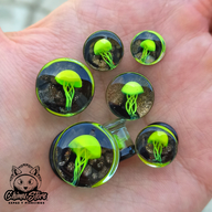 Expansion Pyrex - Medusa Amarilla Fondo Negro Burbujas Doradas (8mm a 16mm)