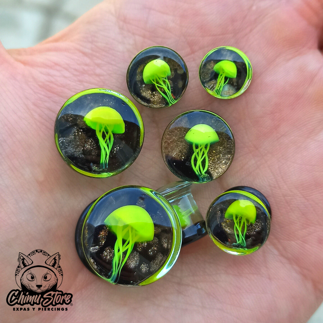 NEW Expansion Pyrex - Medusa Amarilla Fondo Negro Burbujas Doradas (8mm a 16mm)