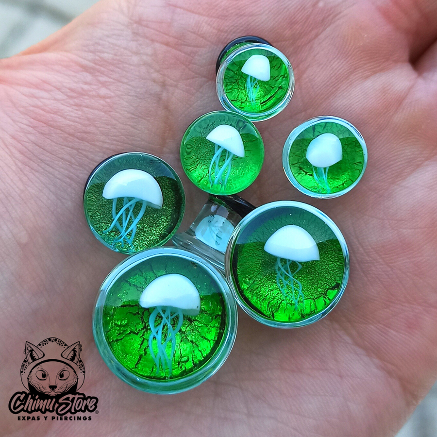 Expansion Pyrex - Medusa Blanca Fondo Verde (8mm a 16mm)