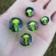 Expansion Pyrex - Medusa Amarilla Fondo Negro Burbujas Doradas (8mm a 16mm)