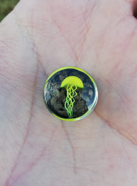 Expansion Pyrex - Medusa Amarilla Fondo Negro Burbujas Doradas (8mm a 16mm)