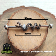 NEW Industrial Oreja Acero Inoxidable - Serpiente Enrollada (1,6mm;38mm;5*5) (14G)