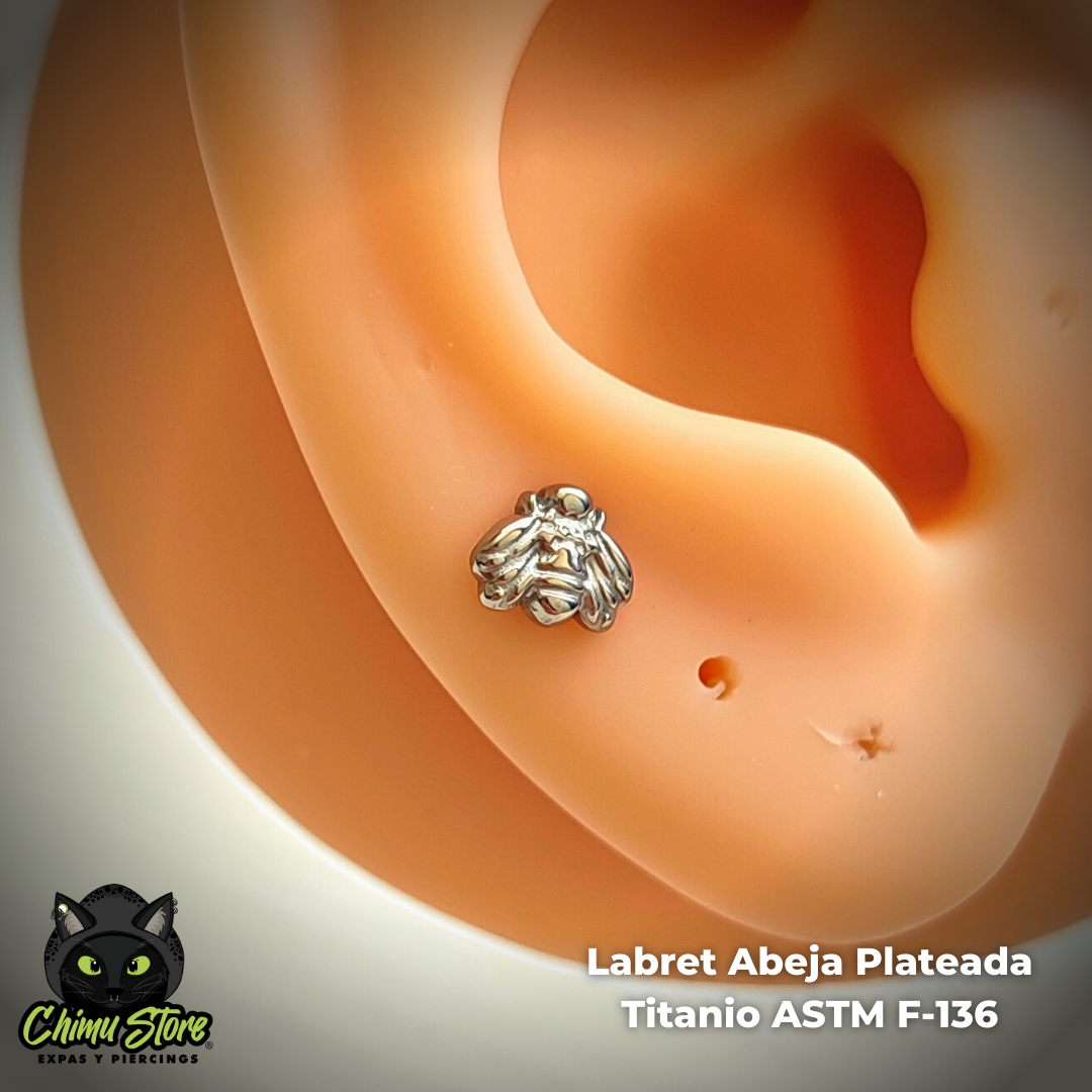 Labret Titanio ASTM F-136 - Abeja (1,2mm;8mm) (16G)