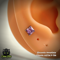 Labret Titanio ASTM F-136 - Claw Set Zirconia Cuadrada (1,2mm;8mm) (16G)