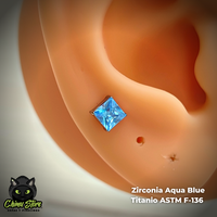 Labret Titanio ASTM F-136 - Claw Set Zirconia Cuadrada (1,2mm;8mm) (16G)