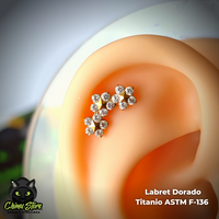 REP Labret Titanio ASTM F-136 - Cluster 3 Flores con Zirconias (1,2mm;8mm) (16G)