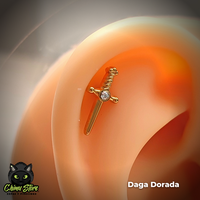 Labret Titanio ASTM F-136 - Daga con Zirconia (1,2mm;8mm) (16G)