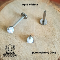 Labret Titanio ASTM F-136 - Esfera Piedra Opalita (1,2mm;8mm) (16G)