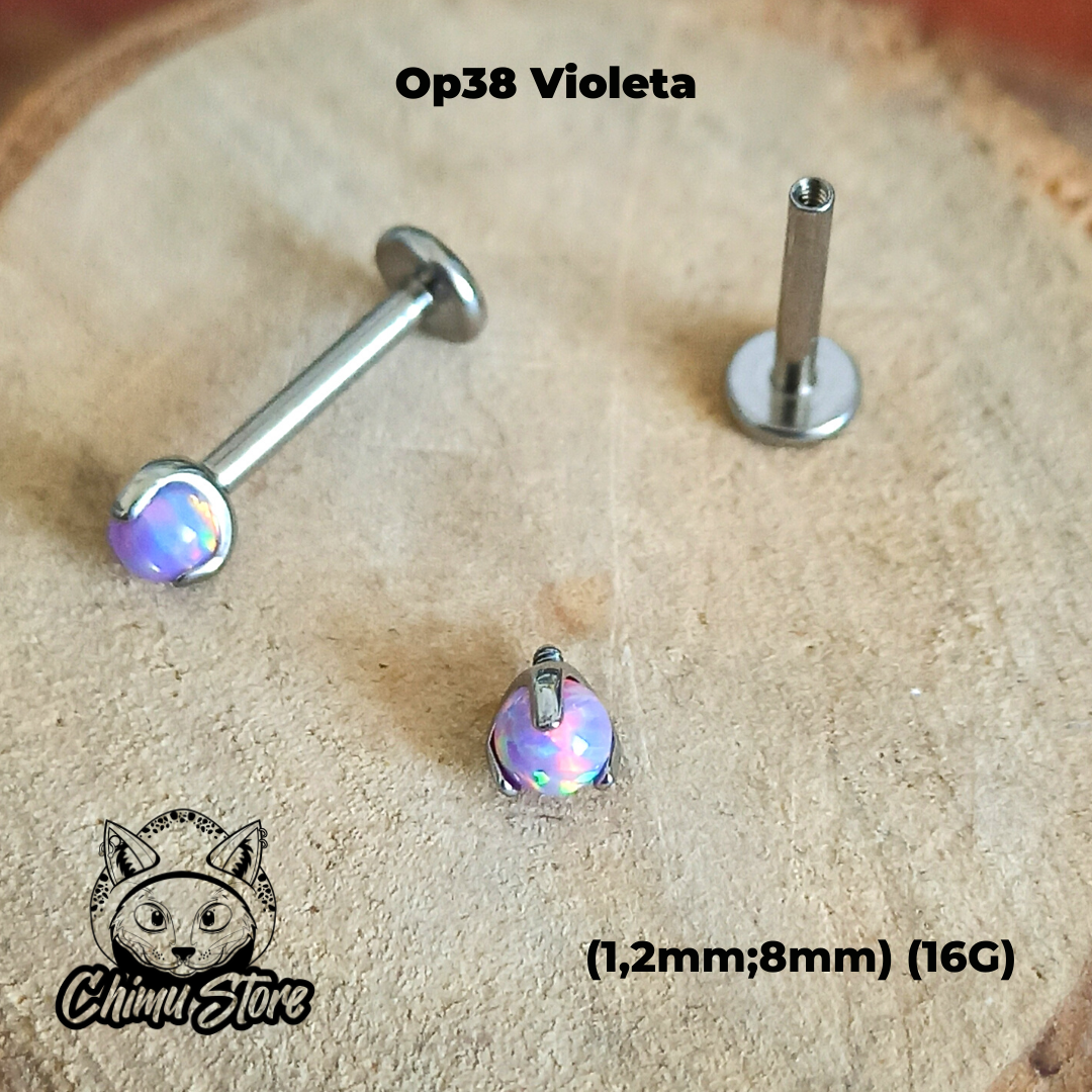 Labret Titanio ASTM F-136 - Esfera Piedra Opalita (1,2mm;8mm) (16G)