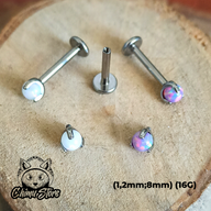 Labret Titanio ASTM F-136 - Esfera Piedra Opalita (1,2mm;8mm) (16G)