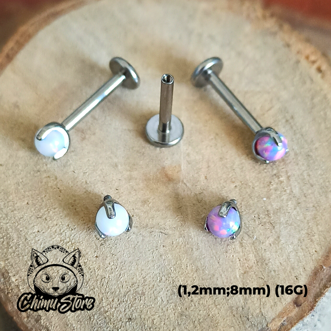 Labret Titanio ASTM F-136 - Esfera Piedra Opalita (1,2mm;8mm) (16G)