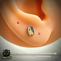 Labret Rosca Interna Titanio ASTM F-136 - Fantasma (1,2mm;8mm) (16G)