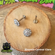 Labret Titanio ASTM F-136 - Flor de Zirconias Cubicas (1,2mm;8mm) (16G)