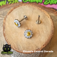 Labret Titanio ASTM F-136 - Flor de Zirconias Cubicas (1,2mm;8mm) (16G)