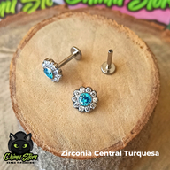 Labret Titanio ASTM F-136 - Flor de Zirconias Cubicas (1,2mm;8mm) (16G)