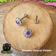 Labret Titanio ASTM F-136 - Flor de Zirconias Cubicas (1,2mm;8mm) (16G)