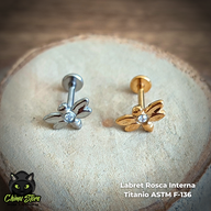 Labret Titanio ASTM F-136 - Mariposa con Zirconia (1,2mm;8mm) (16G)