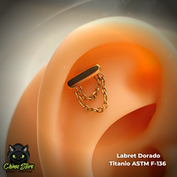 Labret Titanio ASTM F-136 - Placa y 2 Cadenas (1,2mm;6mm) (16G)