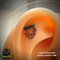 Labret Titanio ASTM F-136 - Placa y 2 Cadenas (1,2mm;6mm) (16G)
