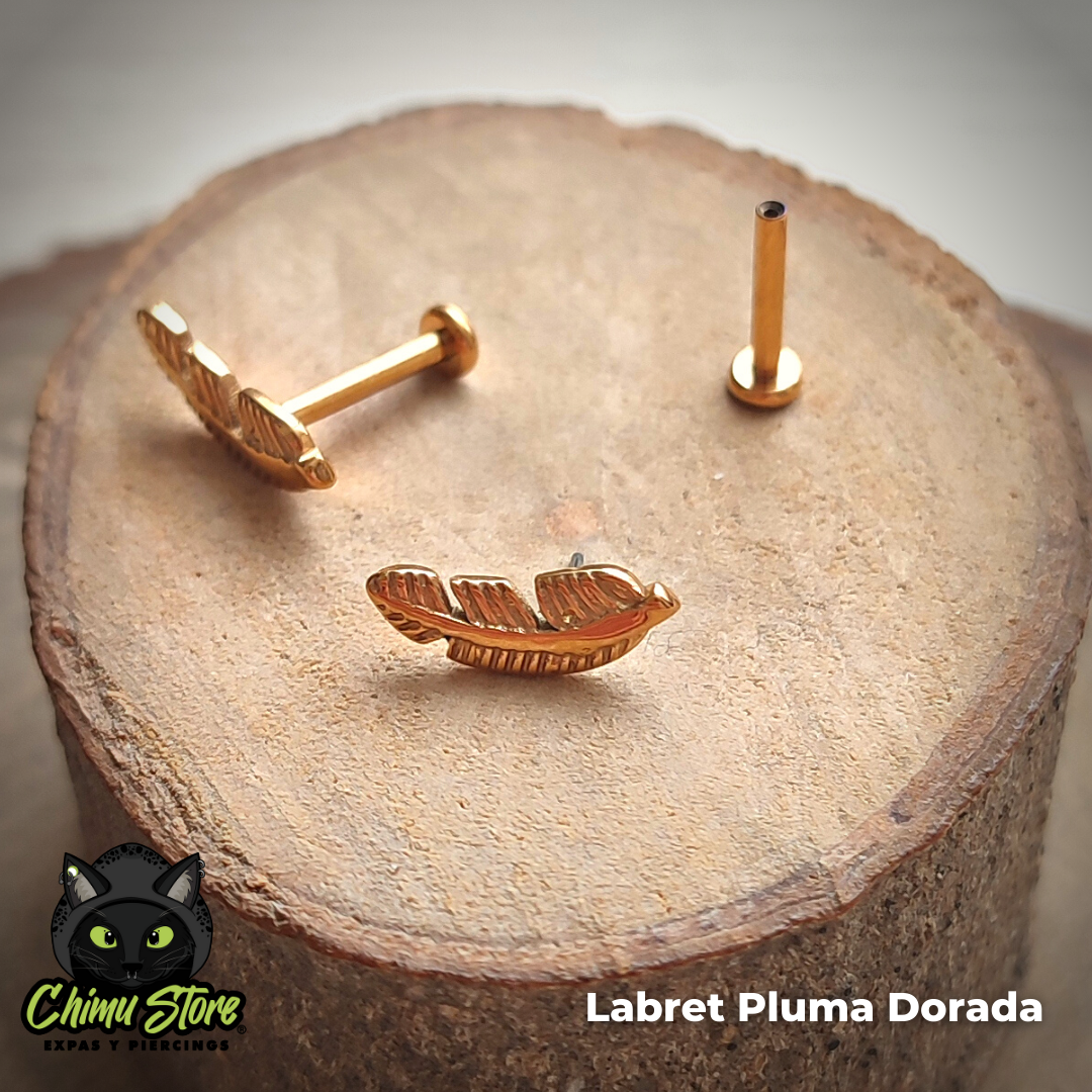 Labret Push Pin Titanio ASTM F-136 - Pluma (1,2mm;8mm) (16G)