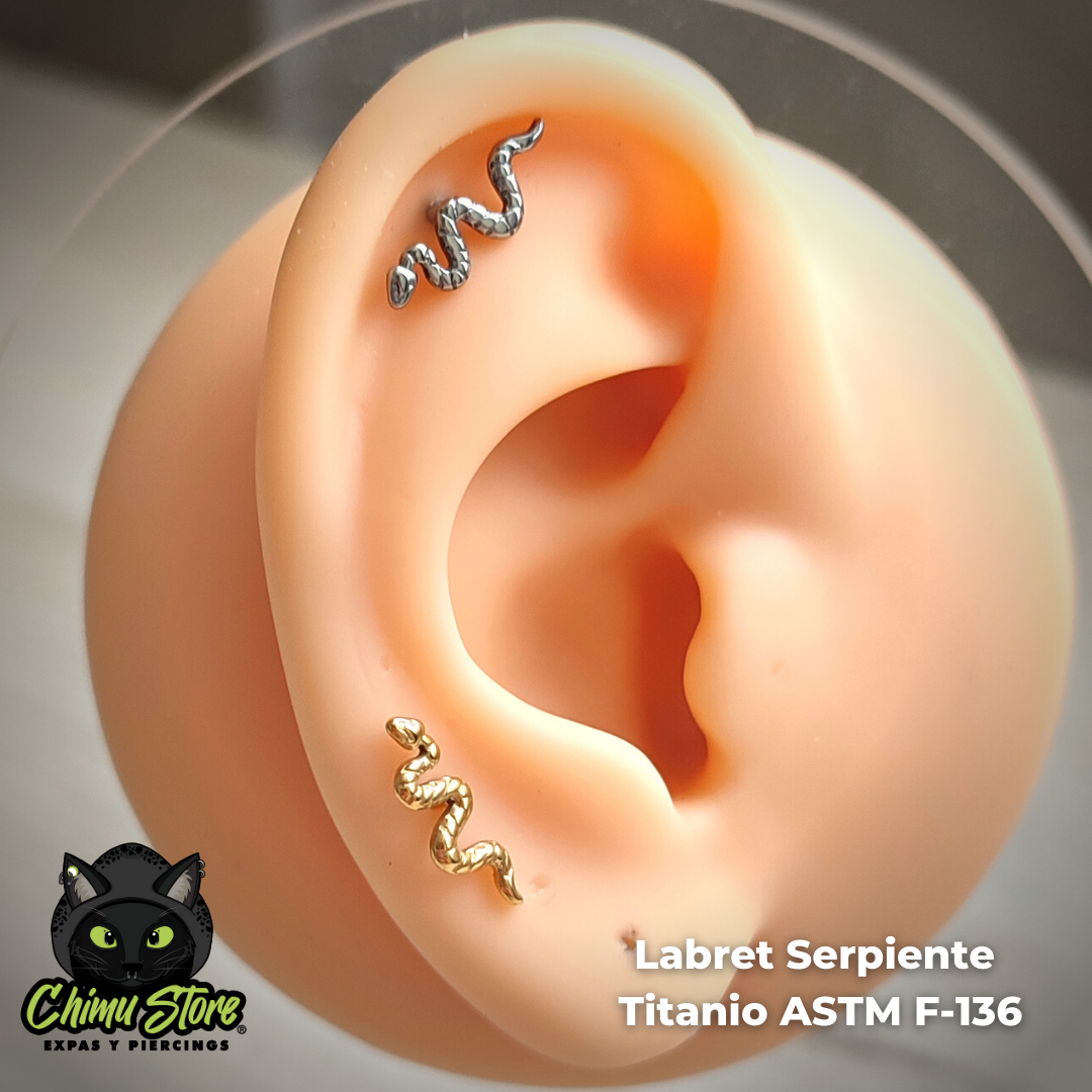 Labret Titanio ASTM F-136 - Serpiente (1,2mm;8mm) (16G)