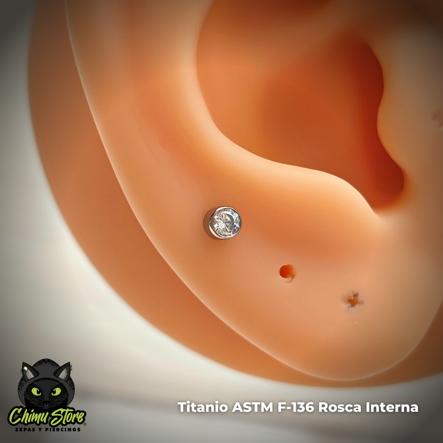 NEW Labret Rosca Interna Titanio ASTM F-136 - Zirconia 3mm en Cilindro (1,2mm;8mm) (16G)