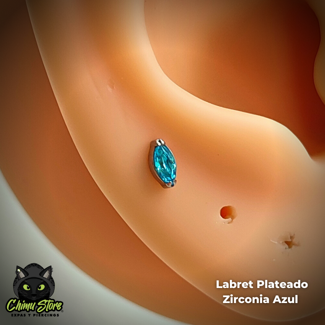 Labret Titanio ASTM F-136 - Zirconia Forma Diamante (1,2mm;8mm) (16G)