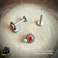 Labret Titanio ASTM F-136 - Zirconias Naranja y Blanca con Cuentas  (1,2mm;8mm) (16G)