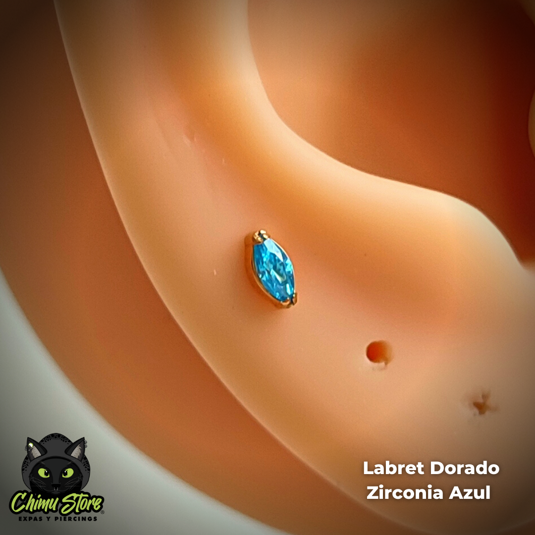 Labret Titanio ASTM F-136 - Zirconia Forma Diamante (1,2mm;8mm) (16G)
