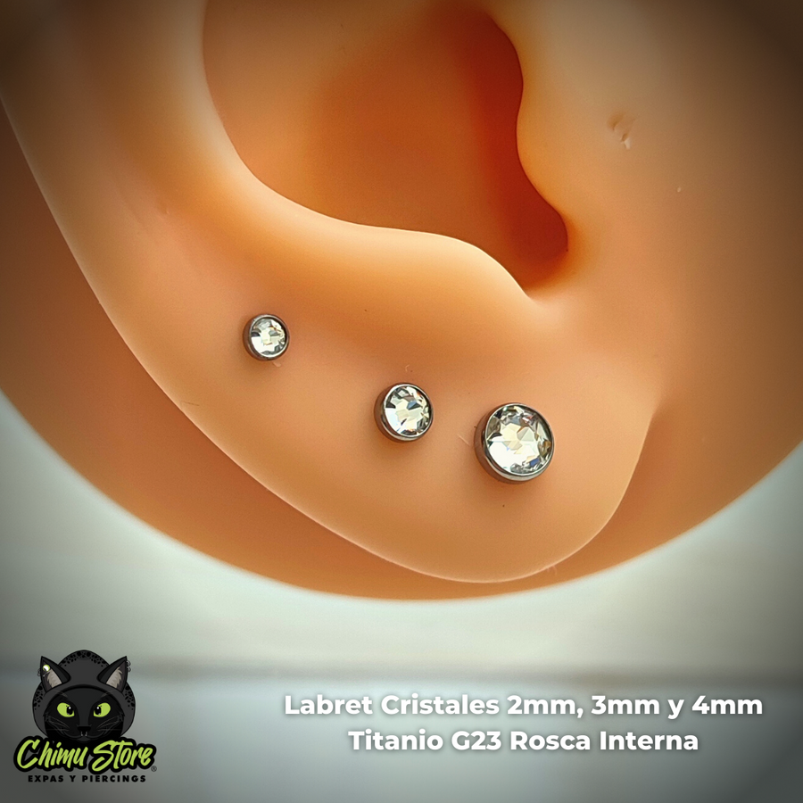 NEW Labret Titanio G23 - Cristales Blancos (1,2mm;8mm) (16G)