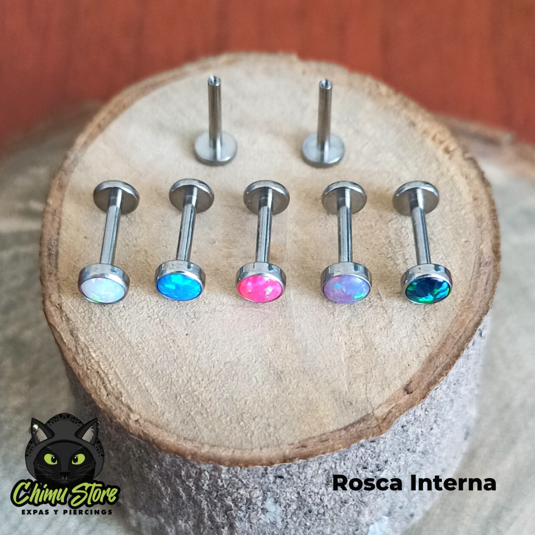 NEW Labret Titanio G23 - Piedra Opalita de 4mm (1,2mm;8mm;4mm) (16G)