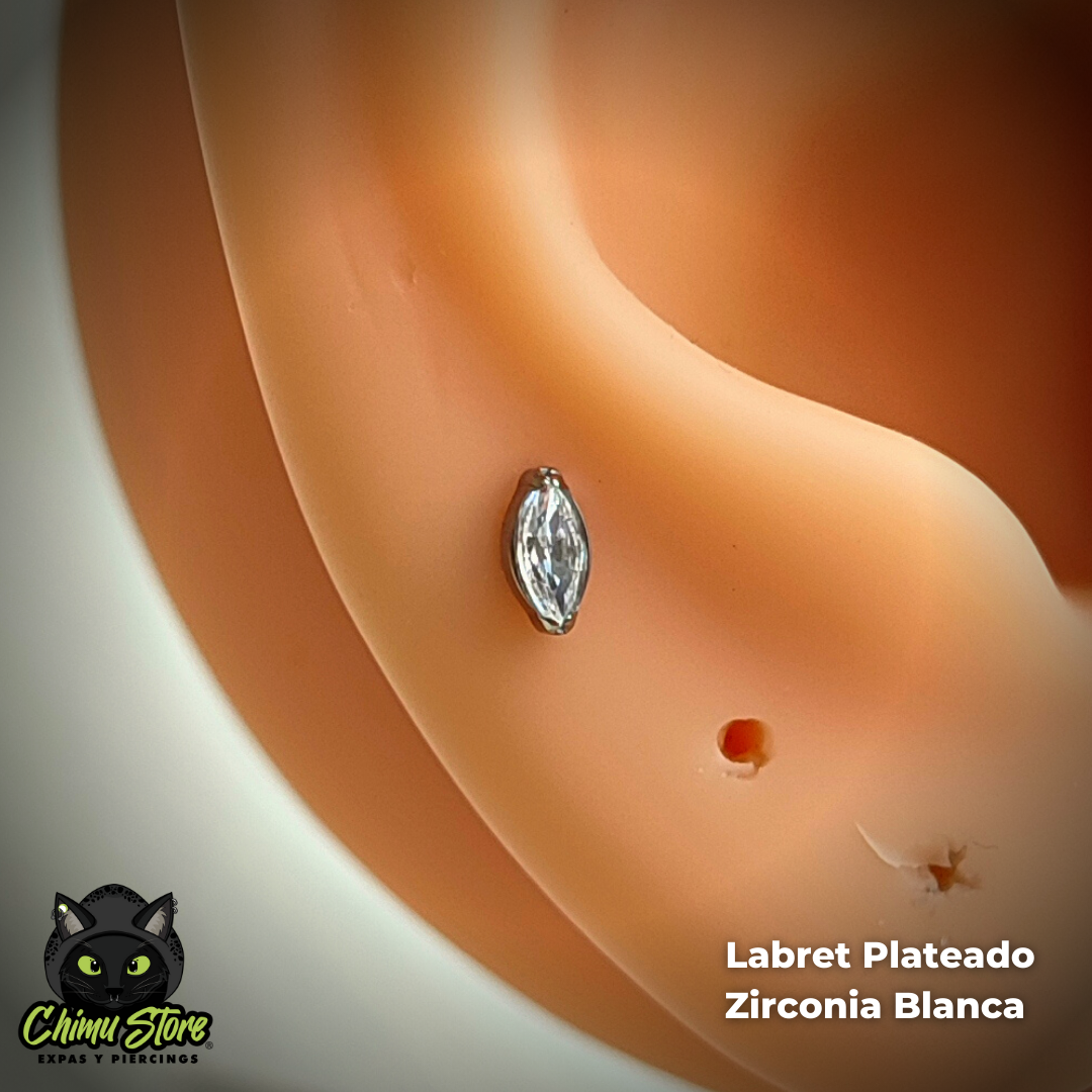 Labret Titanio ASTM F-136 - Zirconia Forma Diamante (1,2mm;8mm) (16G)
