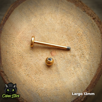 Labret Dorado Titanio G23 - Bolitas 3mm (5 Largos de Barra) (1,2mm) (16G)