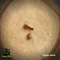 Labret Dorado Titanio G23 - Bolitas 3mm (5 Largos de Barra) (1,2mm) (16G)