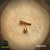 Labret Dorado Titanio G23 - Bolitas 3mm (5 Largos de Barra) (1,2mm) (16G)