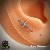 Labret Titanio ASTM F-136 - Daga con Zirconia (1,2mm;8mm) (16G)