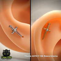 Labret Titanio ASTM F-136 - Daga con Zirconia (1,2mm;8mm) (16G)