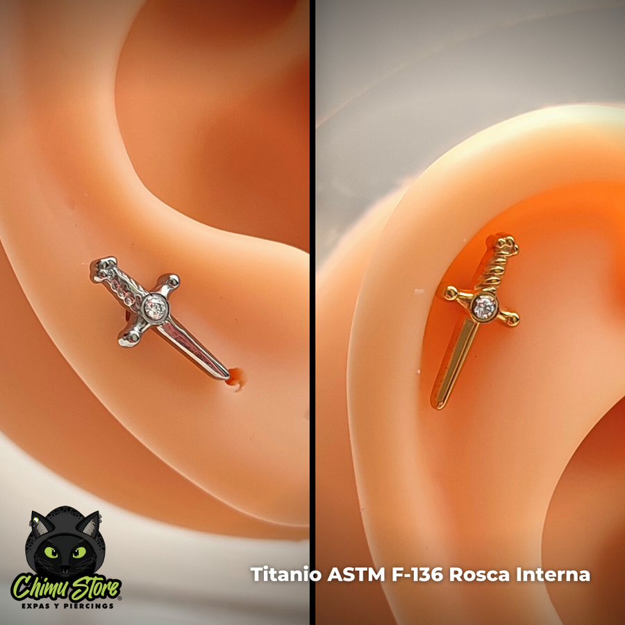 NEW Labret Titanio ASTM F-136 - Daga con Zirconia (1,2mm;8mm) (16G)