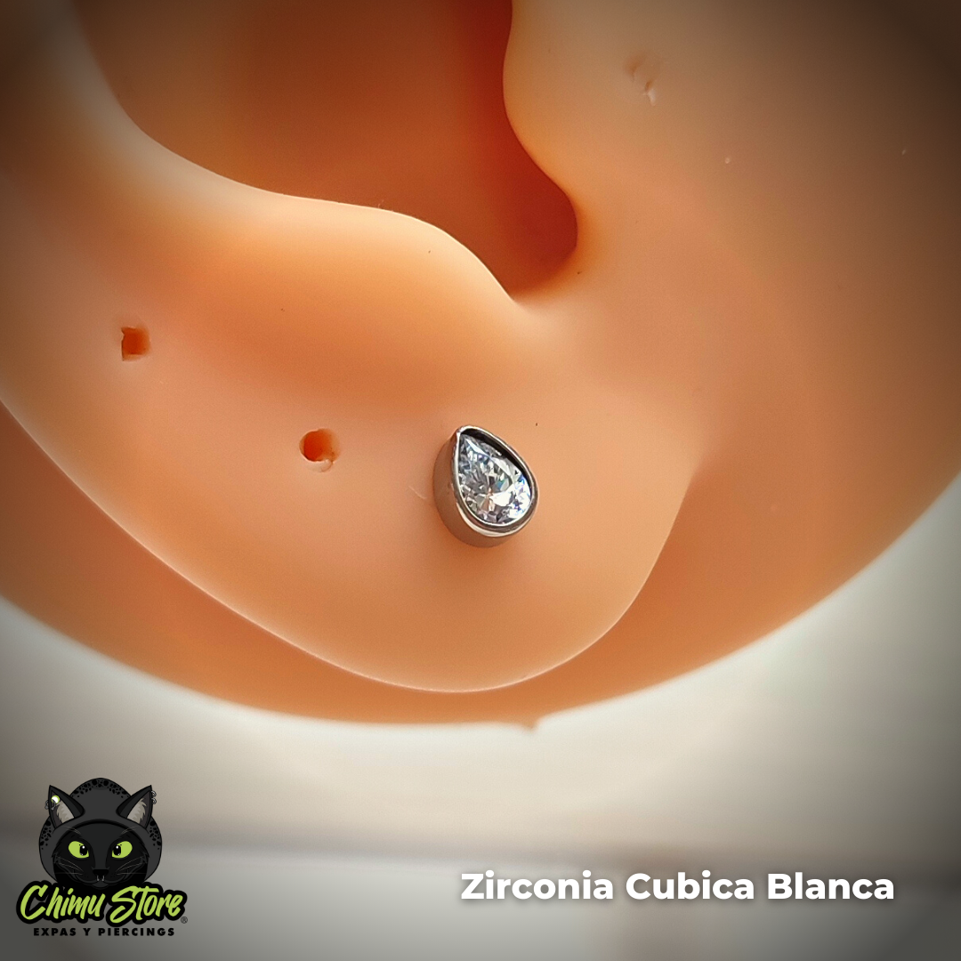 Labret Titanio ASTM F-136 - Gotas (1,2mm;8mm) (16G)