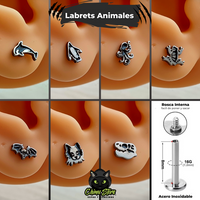Labret Rosca Interna Acero Inoxidable - Animales (1,2mm;8mm) (16G)