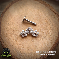 REP Labret Titanio ASTM F-136 - Cluster 3 Flores con Zirconias (1,2mm;8mm) (16G)