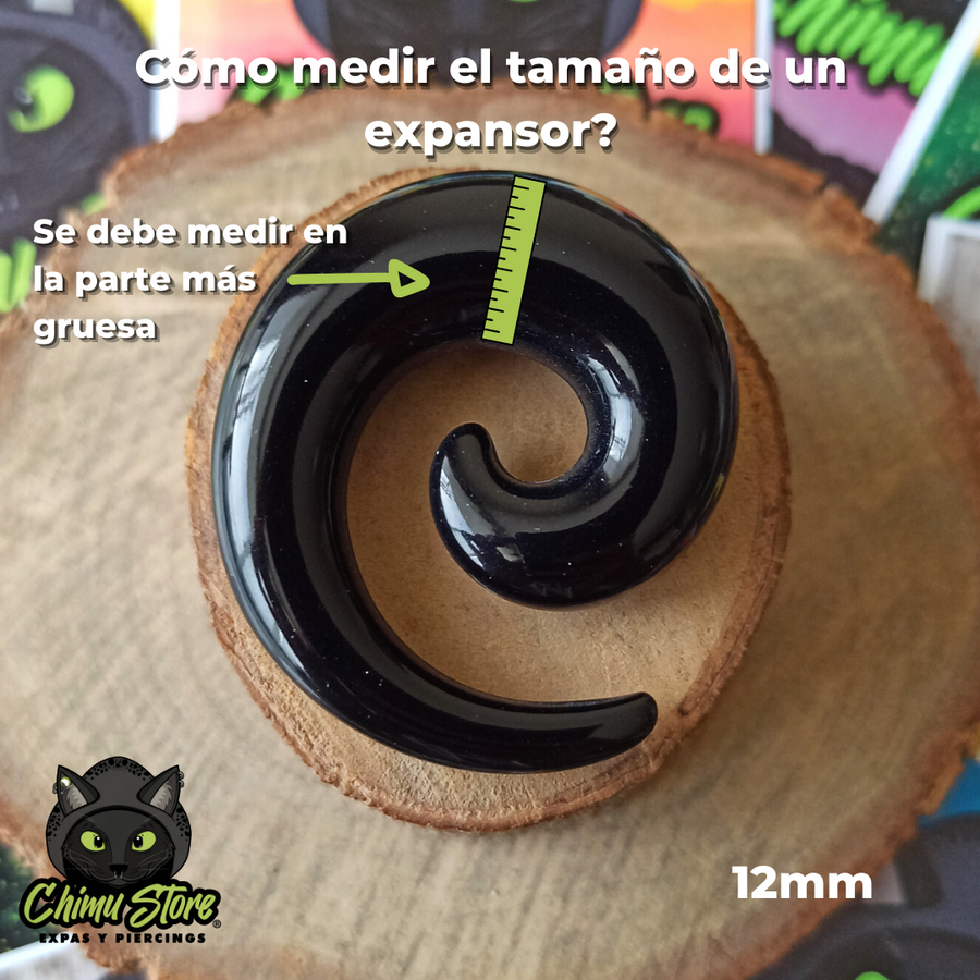 Expansores Acrílico - Espiral Negros (1,6mm a 12mm)