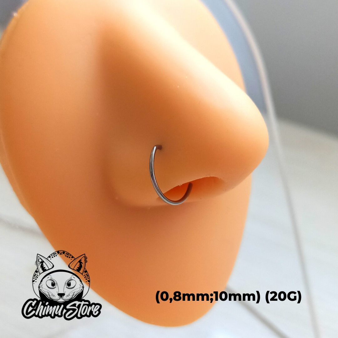 REP Nostril Titanio ASTM F-136 - Forma D Plateado (0,8mm) (20G)