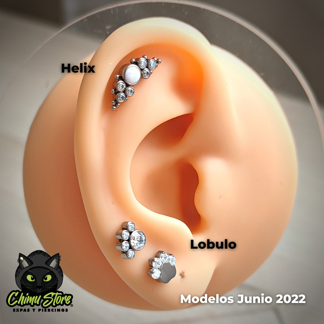 Labret Titanio ASTM F-136 - Patita de 5 Zirconias (1,2mm;8mm) (16G)