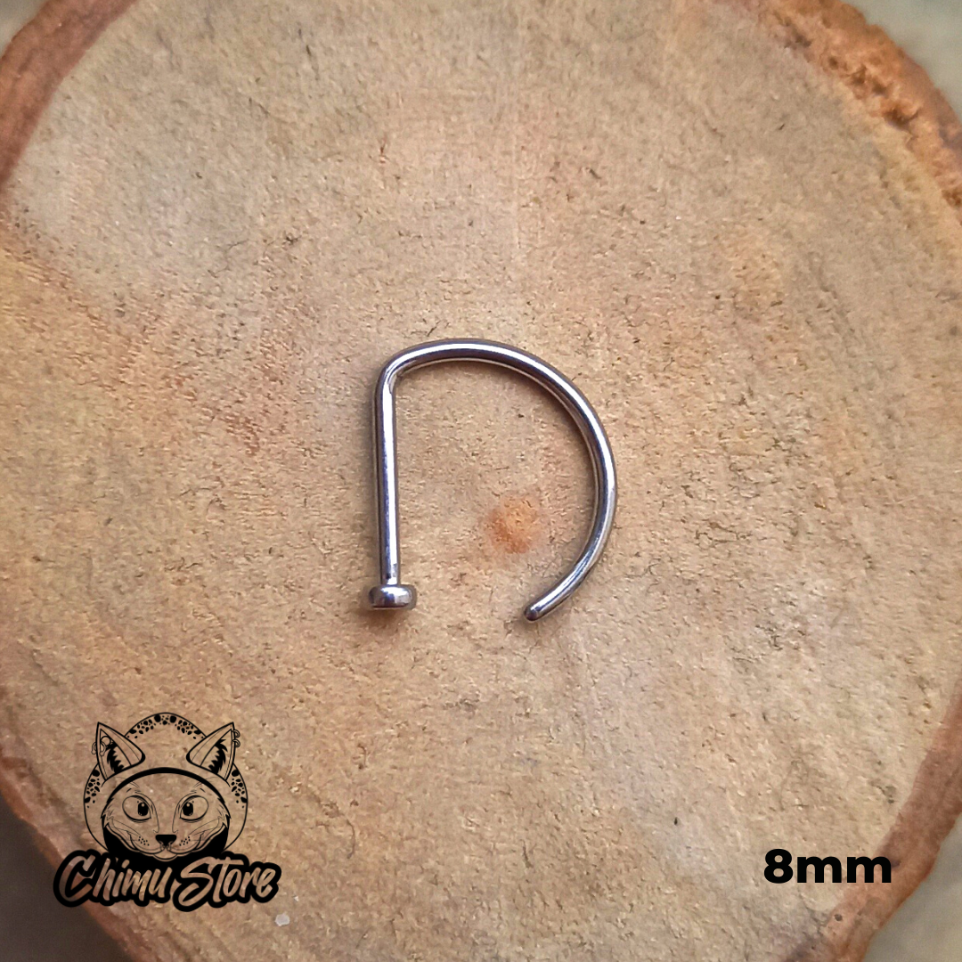 REP Nostril Titanio ASTM F-136 - Forma D Plateado (0,8mm) (20G)